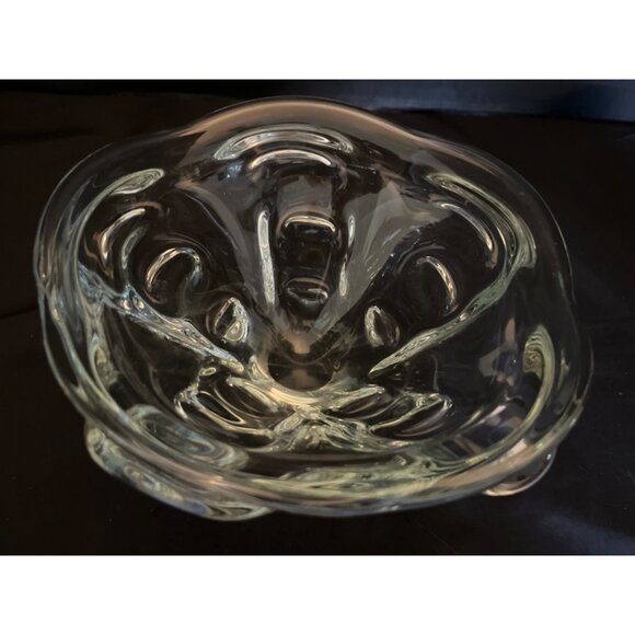 Hand Blown Heavy Crystal Bowl MCM 1950’s Belgium Style of Val Saint Lambert - Picture 2 of 7